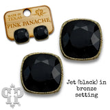 PINK PANACHE 12MM BLACK CRYSTAL BRONZE STUDS - E448BBL