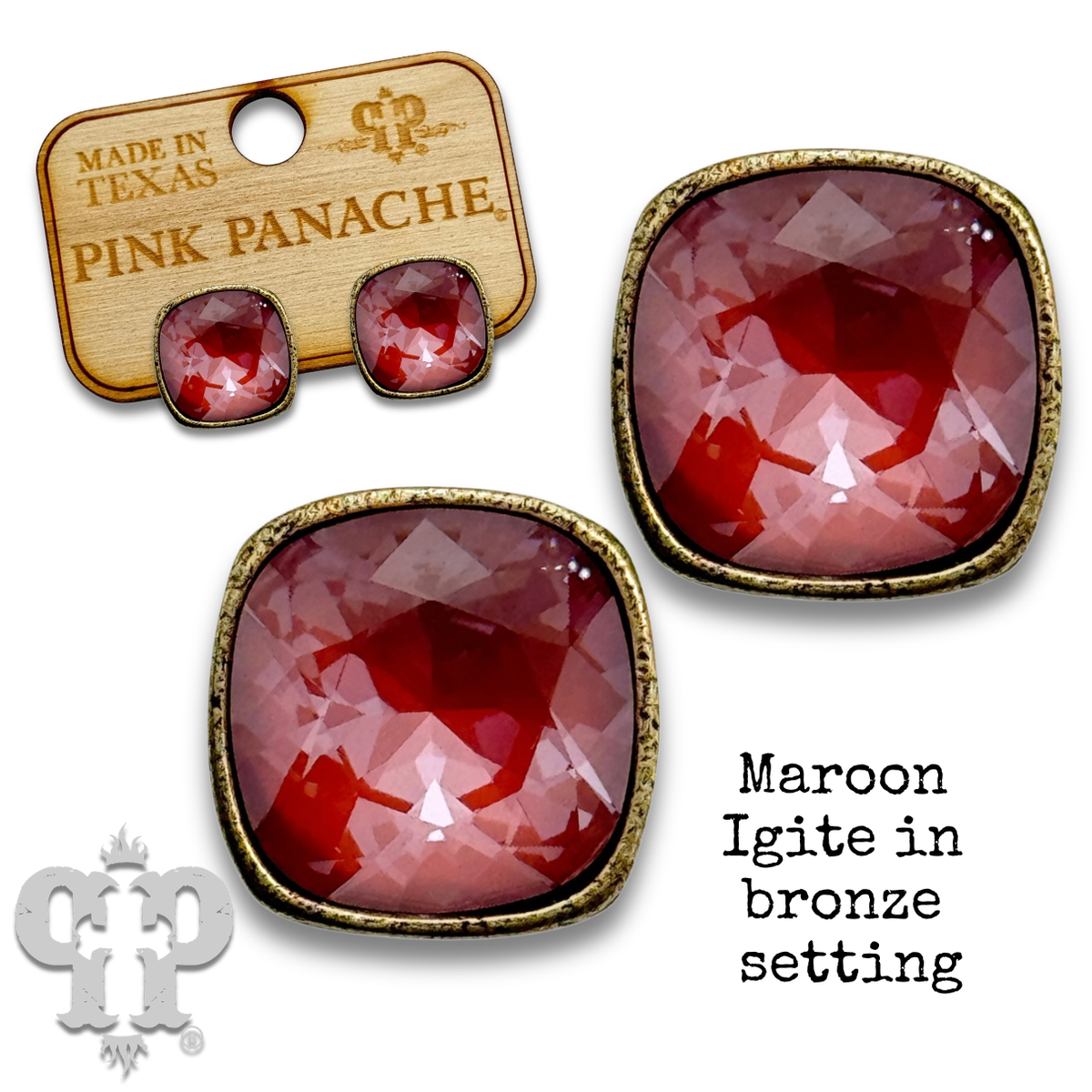 PINK PANACHE 12MM BRONZE MAROON IGNITE STUD EARRING - E448BMI