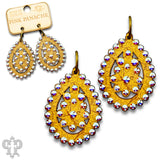 PINK PANACHE GOLD CRACKLE WOOD SMALL SANTE FE IRIDESCENT EARRINGS - E459GAB