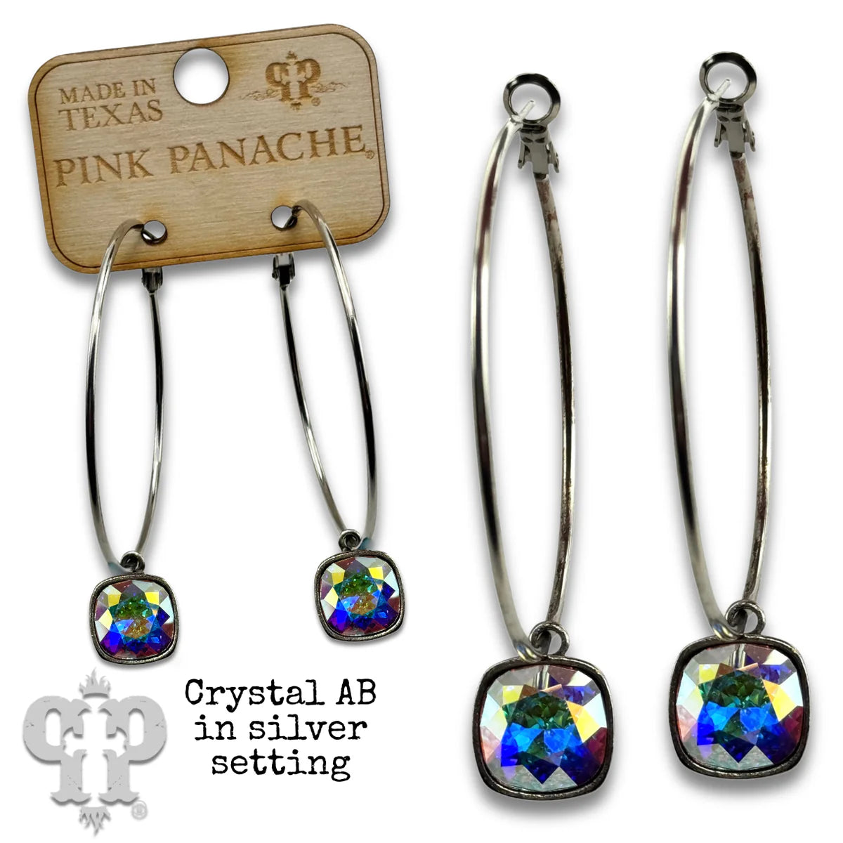 PINK PANACHE 12 MM SILVER HOOP EARRING - E482SAB
