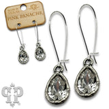 PINK PANACHE SILVER CLEAR STONE SMALL PEAR TEARDROP KIDNEY WIRE EARRING - E502SCL