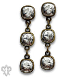 PINK PANACHE 8MM SILVER CLEAR TRIPLE AUSTRIAN CRYSTAL DROP EARRINGS - E555SCL