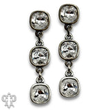 PINK PANACHE 8MM SILVER CLEAR TRIPLE AUSTRIAN CRYSTAL DROP EARRINGS - E555SCL