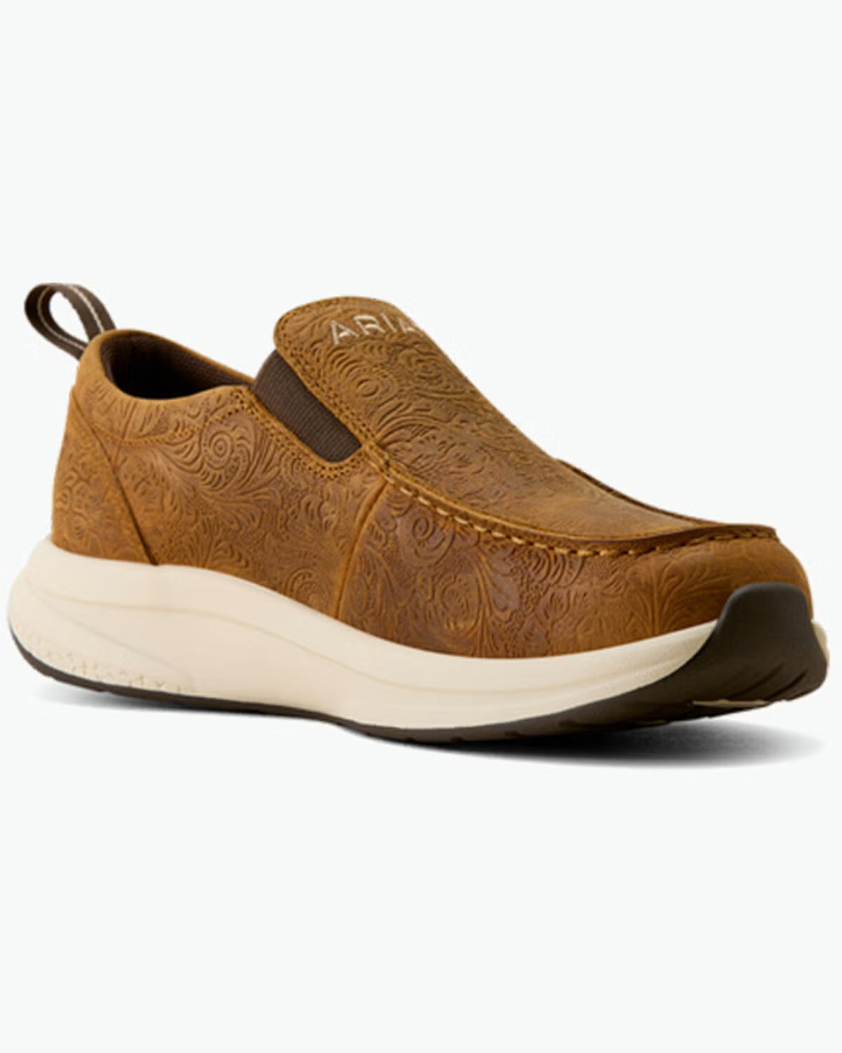 ARIAT WOMEN'S BUCKEYE SLIP ON H20 TOOLED BROWN SHOES