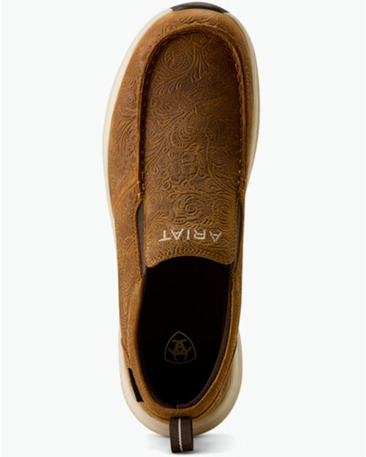 ARIAT WOMEN'S BUCKEYE SLIP ON H20 TOOLED BROWN SHOES