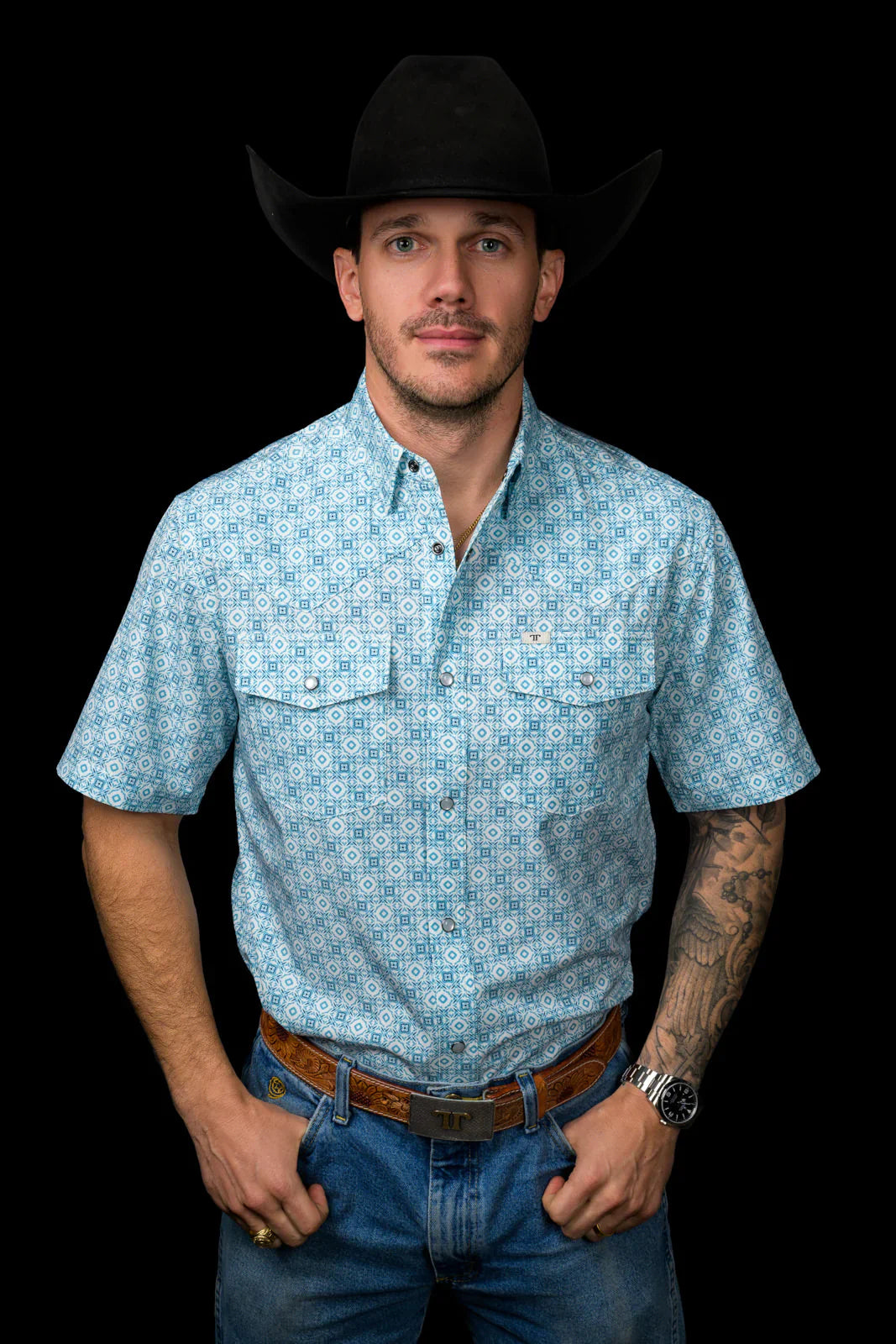FERRELL MEN'S THE CAL - SHORT SLEEVE PEARL SNAP SHIRT