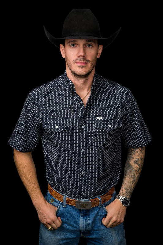 FERRELL MEN'S THE CASH SHORT SLEEVE PEARL SNAP SHIRT
