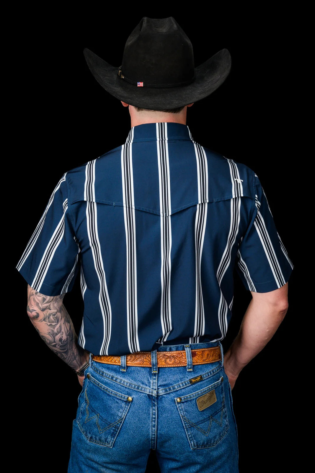 FERRELL MEN'S THE HATFIELD SHORT SLEEVE PEARL SNAP SHIRT IN BLUE