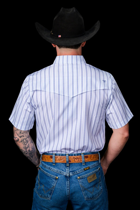 FERRELL MEN'S THE JACK IN BLUE - SHORT SLEEVE PEARL SNAP SHIRT