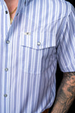 FERRELL MEN'S THE JACK IN BLUE - SHORT SLEEVE PEARL SNAP SHIRT