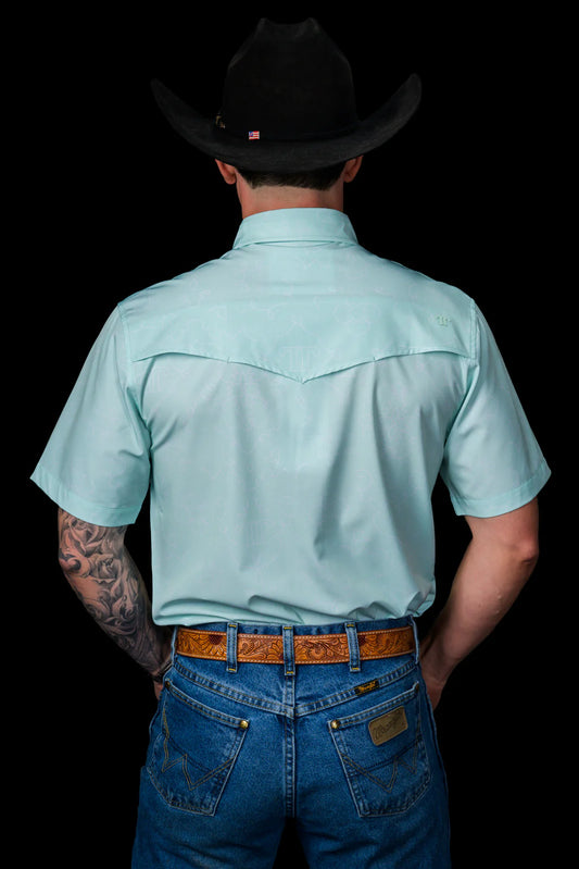 FERRELL MEN'S THE CARSON - MINT SHORT SLEEVE PEARL SNAP SHIRT