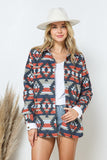 AZTEC RPINT MULTI COLOR JACKET - RUST & NAVY