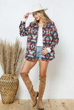 AZTEC RPINT MULTI COLOR JACKET - RUST & NAVY