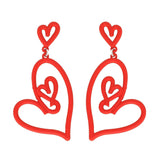 RED VALENTINE'S HEART CUT OUT MATTE ACRYLIC EARRINGS