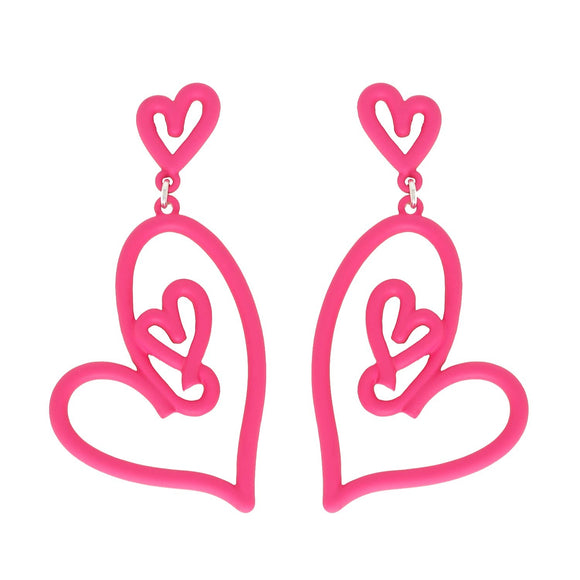 PINK VALENTINE'S HEART CUT OUT MATTE ACRYLIC EARRINGS