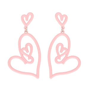 LIGHT PINK VALENTINE'S HEART CUT OUT MATTE ACRYLIC EARRINGS