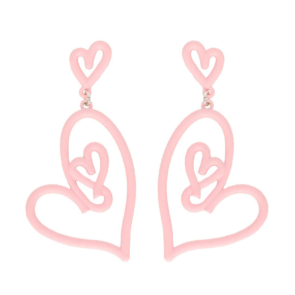 LIGHT PINK VALENTINE'S HEART CUT OUT MATTE ACRYLIC EARRINGS