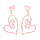 LIGHT PINK VALENTINE'S HEART CUT OUT MATTE ACRYLIC EARRINGS