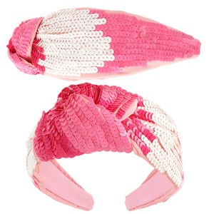 PINK VALENTINE TRICOLOR SEQUIN TOP KNOTTED HEADBAND