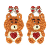 VALENTINE TEDDY BEAR JEWELED BEADED EARRINGS