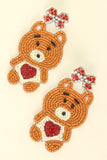 VALENTINE TEDDY BEAR JEWELED BEADED EARRINGS