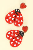 RED LOVE BUG VALENTINE'S DAY JEWELED BEADED EARRINGS