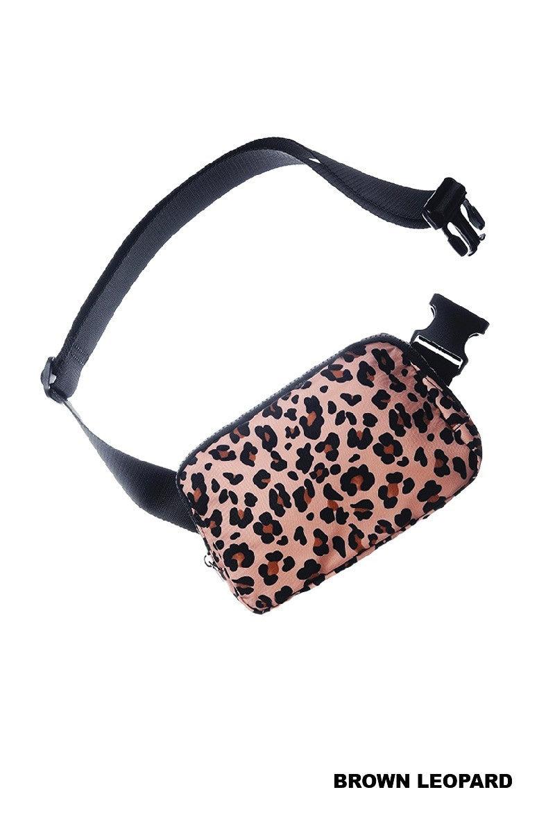 EVERYWHERE CROSS BODY FANNY PACK BELT BAG - BROWN LEOPARD