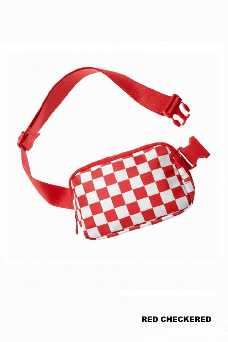 EVERYWHERE CROSS BODY FANNY PACK BELT BAG - RED CHECKERED