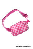 EVERYWHERE CROSS BODY FANNY PACK BELT BAG - HOT PINK CHECKERED