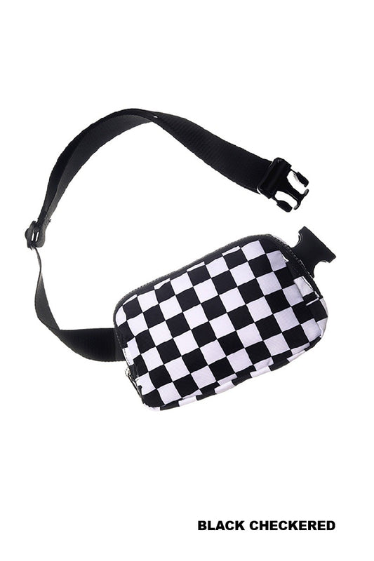EVERYWHERE CROSS BODY FANNY PACK BELT BAG - BLACK CHECKERED