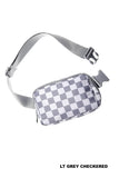 EVERYWHERE CROSS BODY FANNY PACK BELT BAG - LT GREY CHECKERED