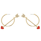 GOLD VALENTINE'S DAY RHINESTONE HEART ARROW HOOPS