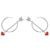 SILVER VALENTINE'S DAY RHINESTONE HEART ARROW HOOPS