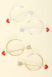 SILVER VALENTINE'S DAY RHINESTONE HEART ARROW HOOPS