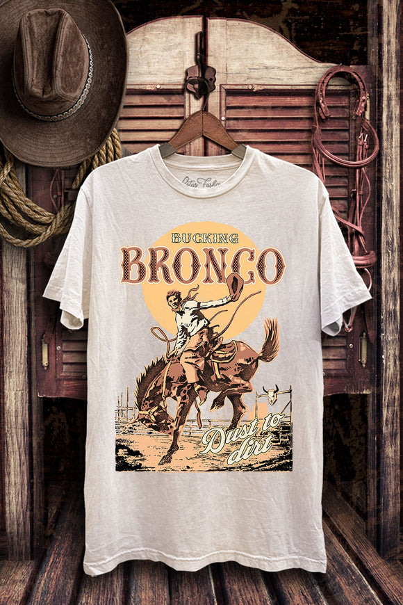 BUCKING BRONCO WESTERN MINERAL WASH GRAPHIC TEE - OFF WHITE