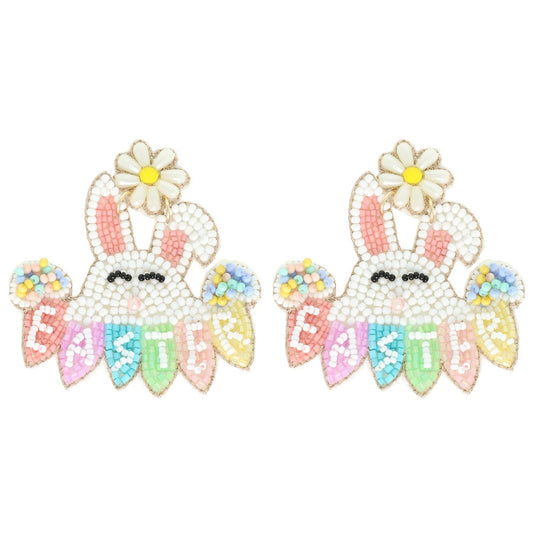 EASTER RABBIT GARLAND BEAD MIX DROP EARRINGS