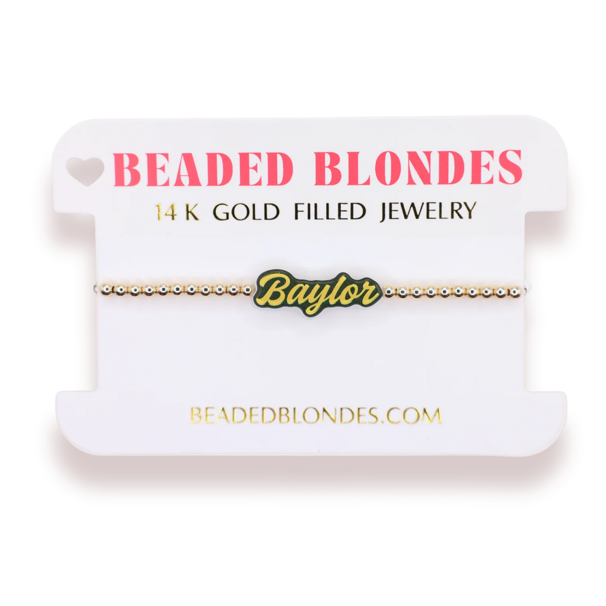 Beaded Blondes Baylor Word 6.75" Bracelet on Gold