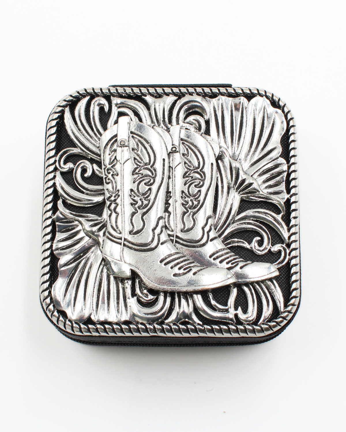 Western Cowboy Metal Boots Jewelry Travel Case
