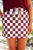 LET'S GO CHECKERED SKORT - MAROON