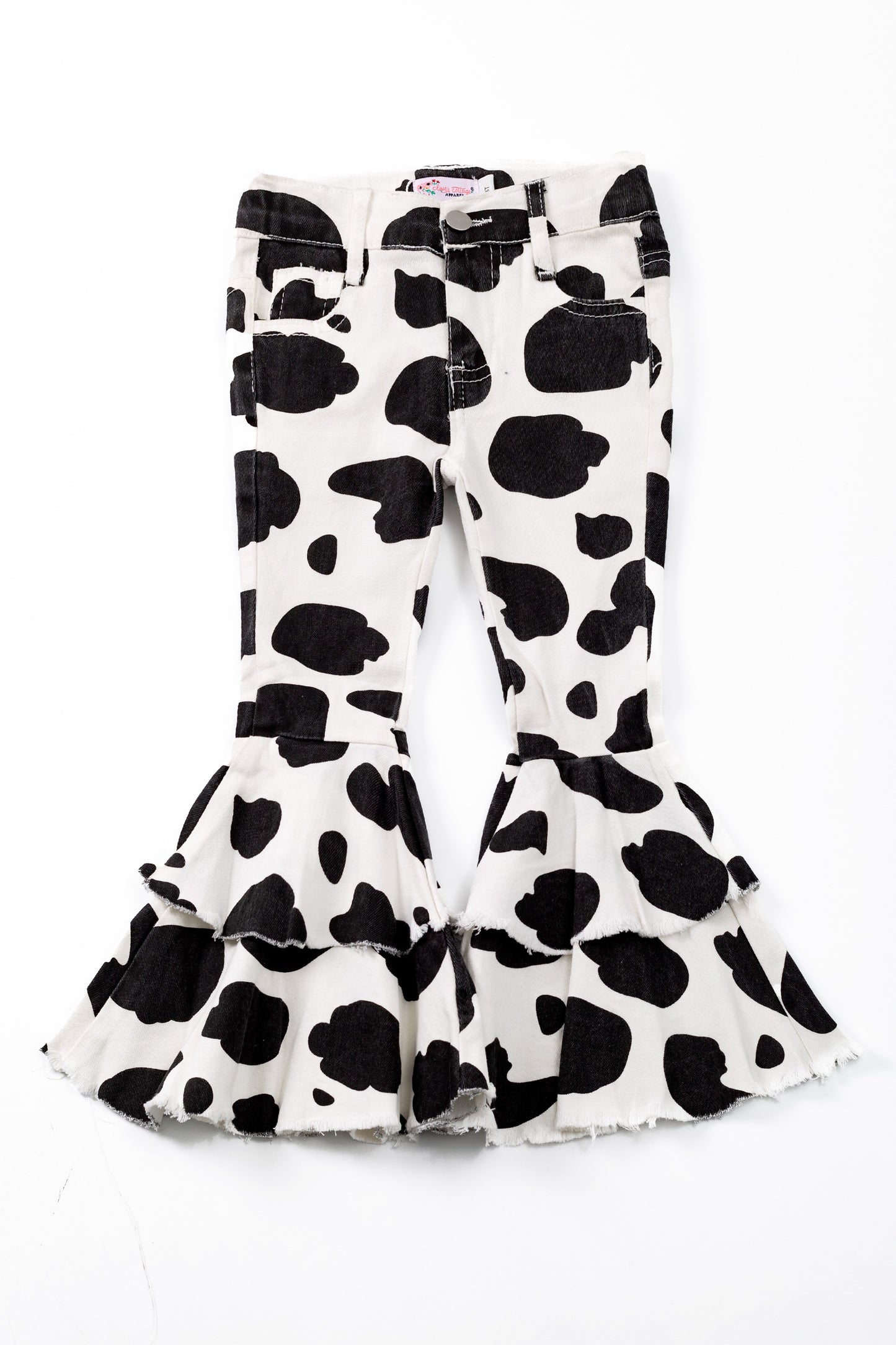 COW PRINT DENIM FLARES