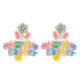 HAPPY EASTER MULTICOLOR LETTER BEADED EARRINGS