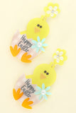 HAPPY EASTER HATCHED CHICK ACETATE EARRINGS