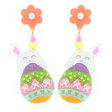 FLORAL RABBIT EASTER EGG HUNT ACETATE EARRINGS