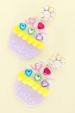 HAPPY EASTER JEWELED POM POM ACETATE EGG EARRINGS