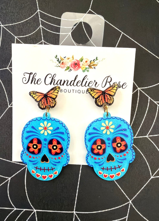 Day of the Dead Blue Earrings