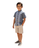YOUTH BOYS GUAYABERA SHORT SLEEVE TOP - CHARCOAL