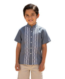 YOUTH BOYS GUAYABERA SHORT SLEEVE TOP - CHARCOAL