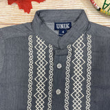 YOUTH BOYS GUAYABERA SHORT SLEEVE TOP - CHARCOAL