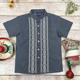 YOUTH BOYS GUAYABERA SHORT SLEEVE TOP - CHARCOAL
