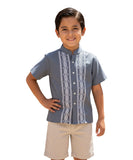 YOUTH BOYS GUAYABERA SHORT SLEEVE TOP - CHARCOAL